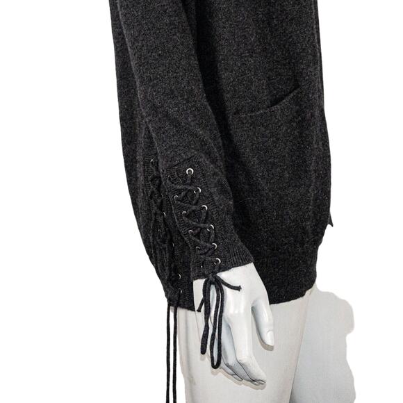 The Kooples Women's Wool Cashmere open front Cardigan lace up cuff sz 1 - Picture 9 of 10